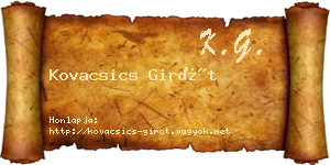 Kovacsics Girót névjegykártya